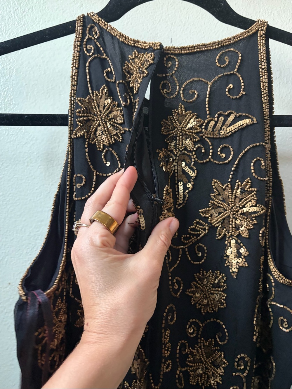 Adrianna Papell Black beaded Top - Picture 4 of 5